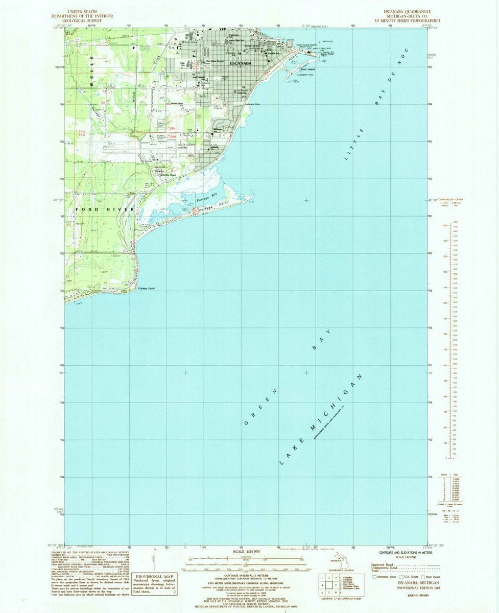 1985 Escanaba, MI  - Michigan - USGS Topographic Map