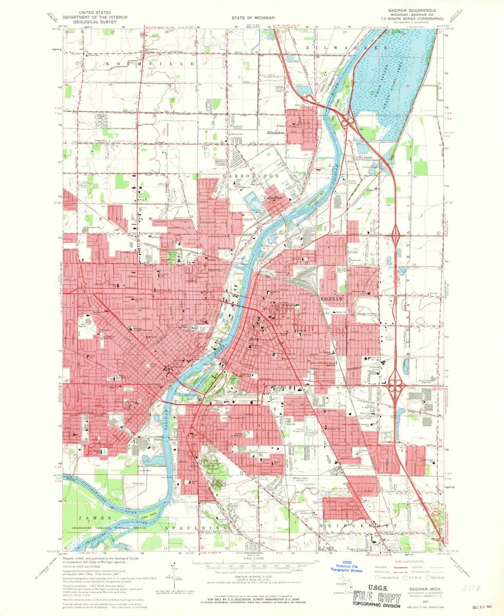1967 Saginaw, MI  - Michigan - USGS Topographic Map v2