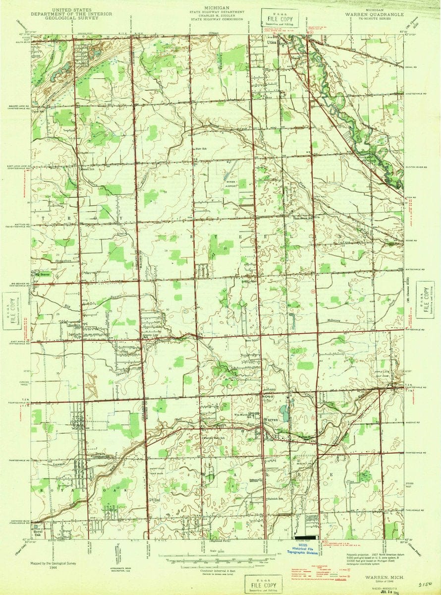 1946 Warren, MI  - Michigan - USGS Topographic Map