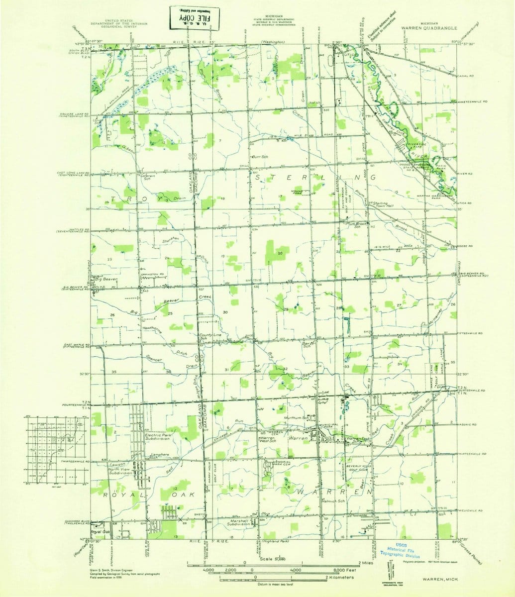 1936 Warren, MI  - Michigan - USGS Topographic Map