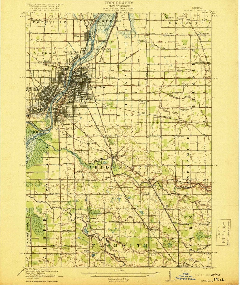 1919 Saginaw, MI  - Michigan - USGS Topographic Map