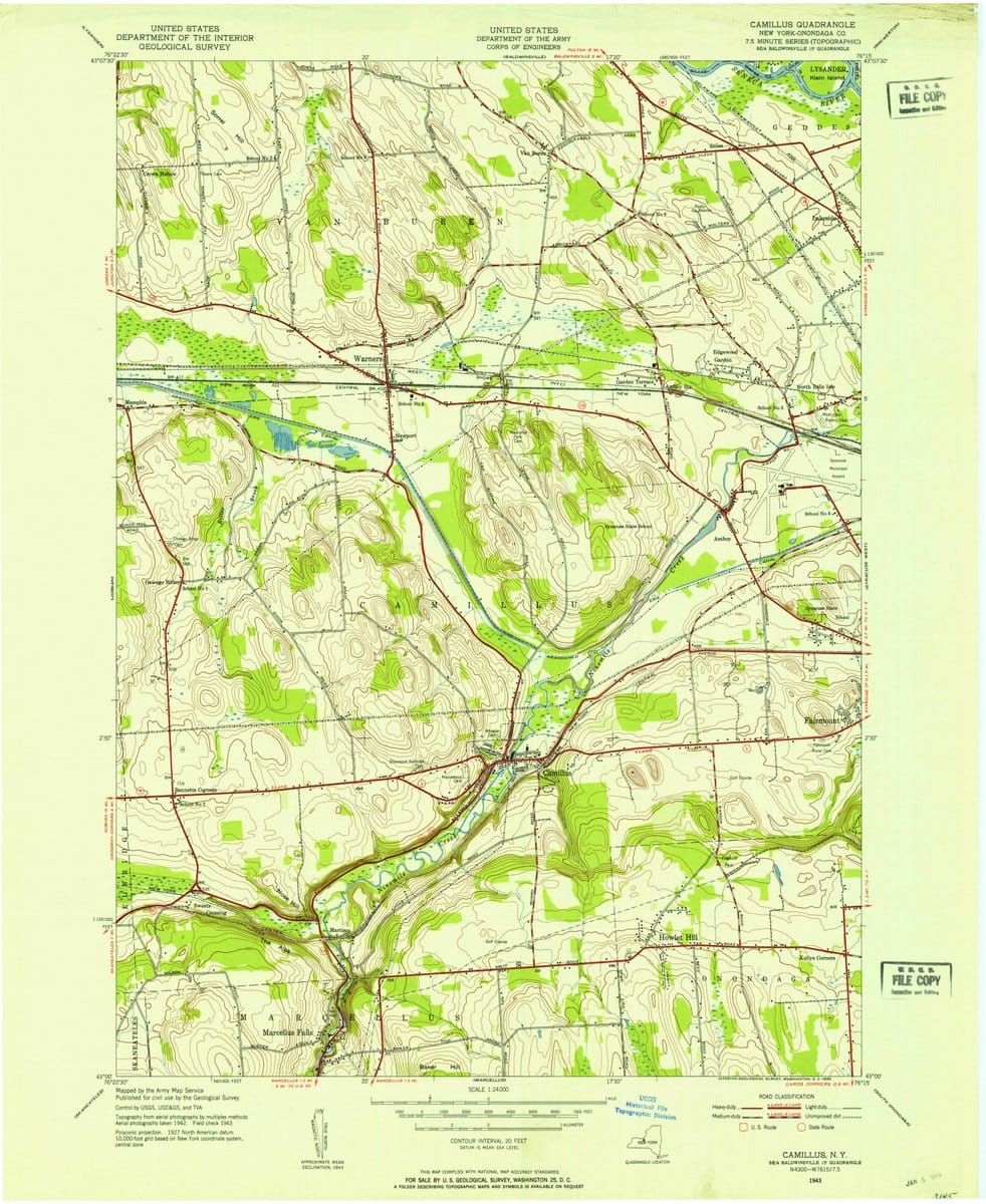 1943 Camillus, NY  - New York - USGS Topographic Map