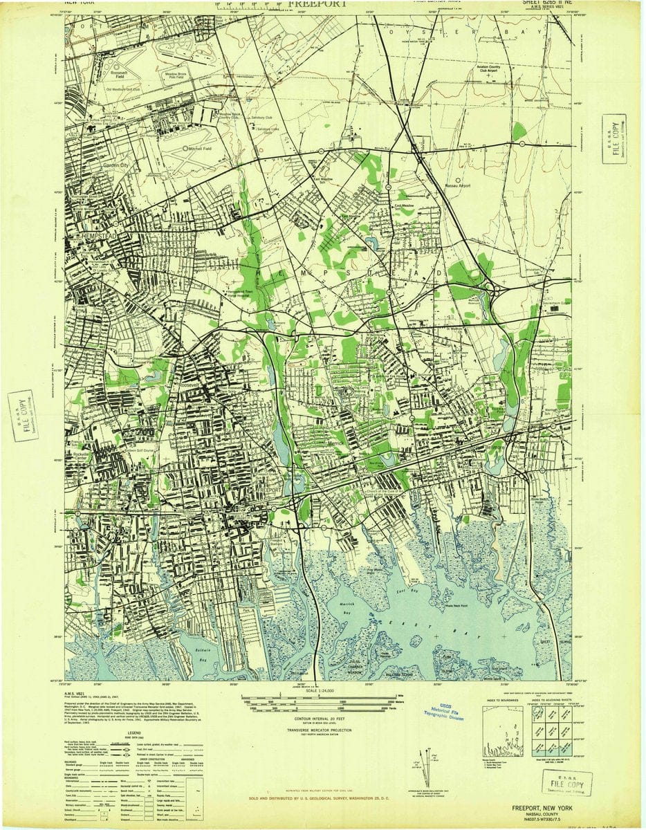 1947 Freeport, NY  - New York - USGS Topographic Map
