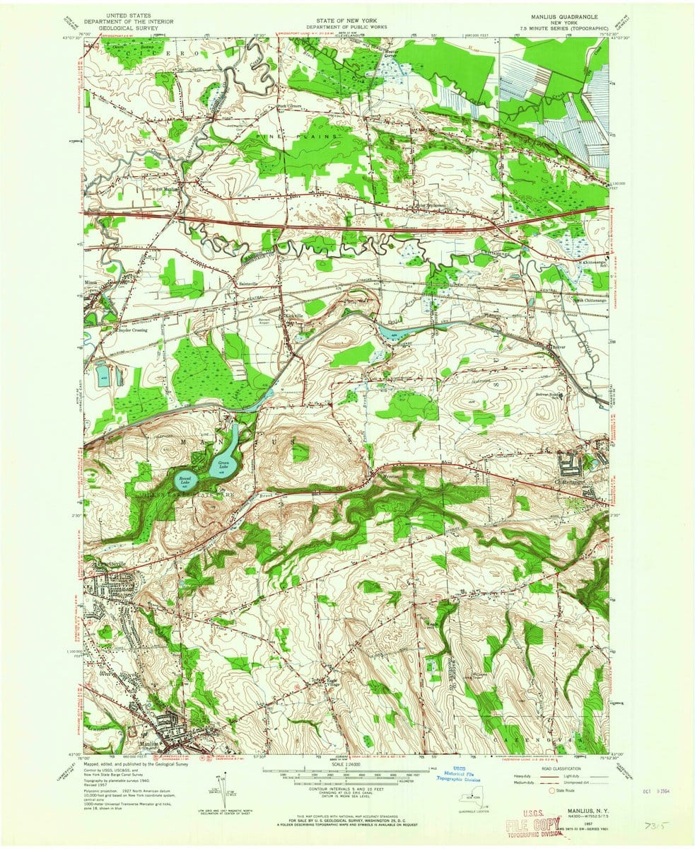 1957 Manlius, NY  - New York - USGS Topographic Map