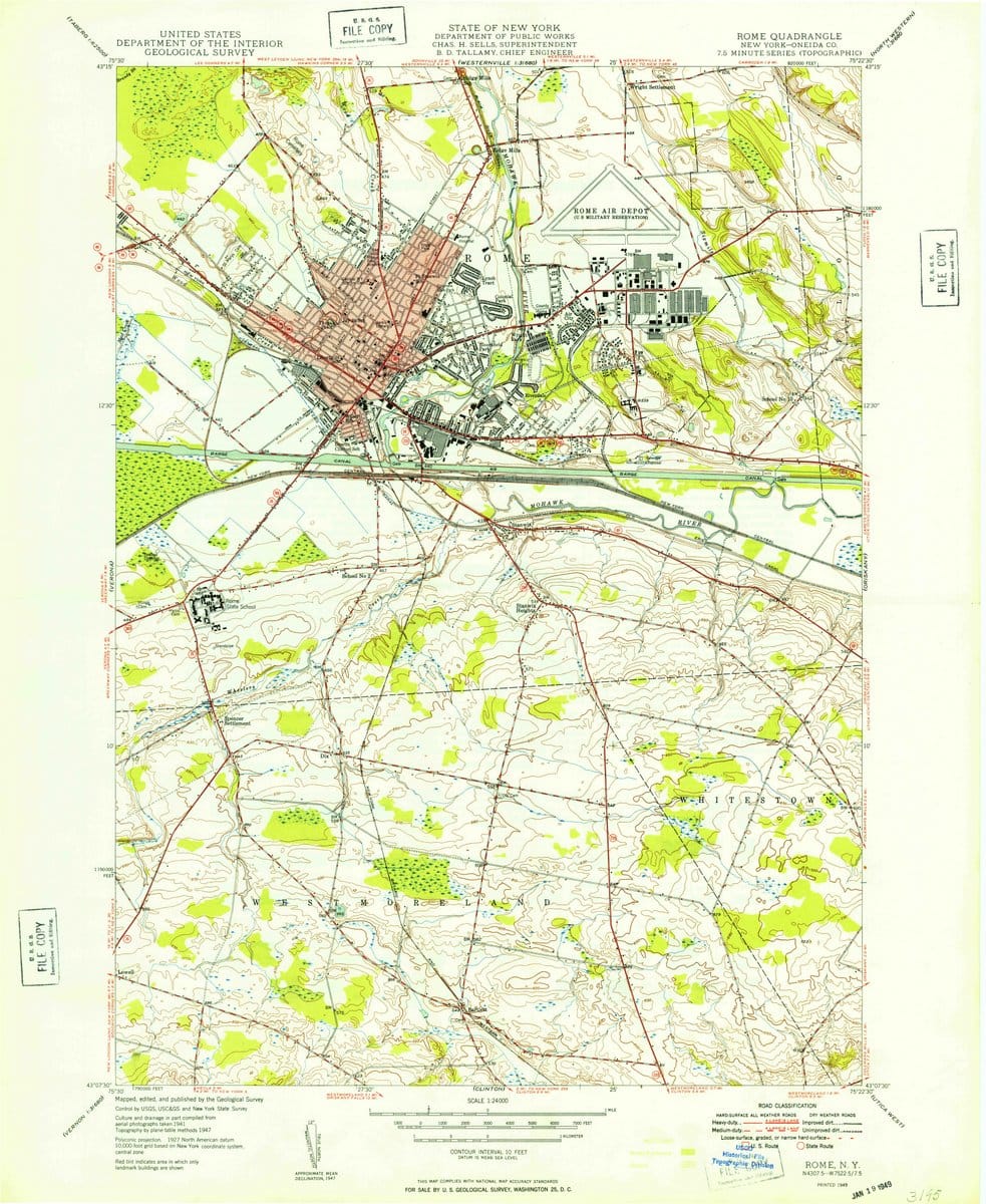 1949 Rome, NY  - New York - USGS Topographic Map