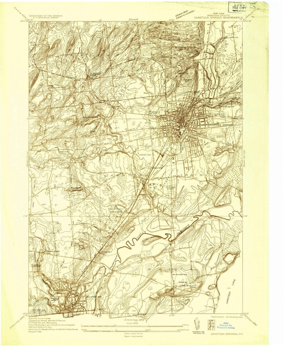 1934 Saratoga Springs, NY  - New York - USGS Topographic Map