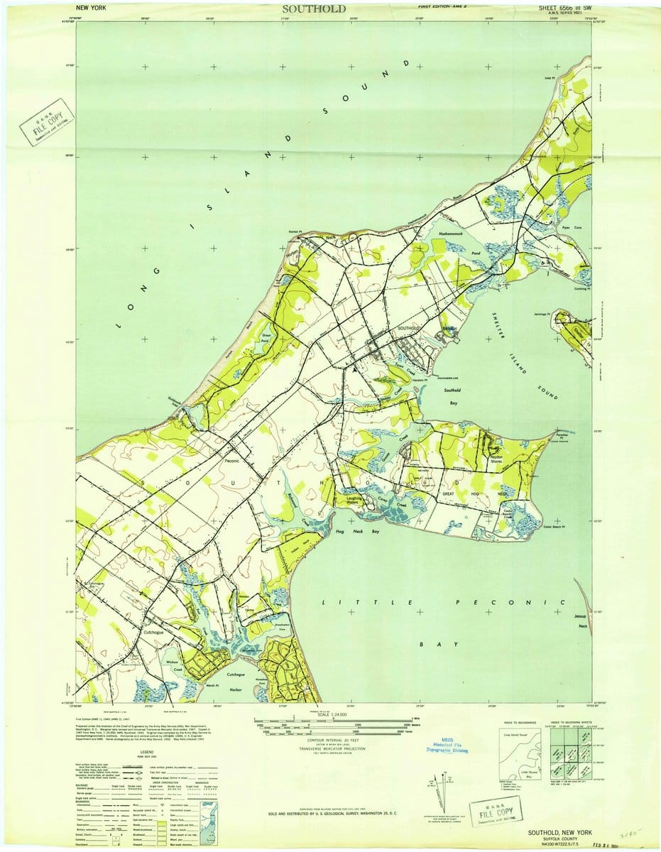 1947 Southold, NY  - New York - USGS Topographic Map