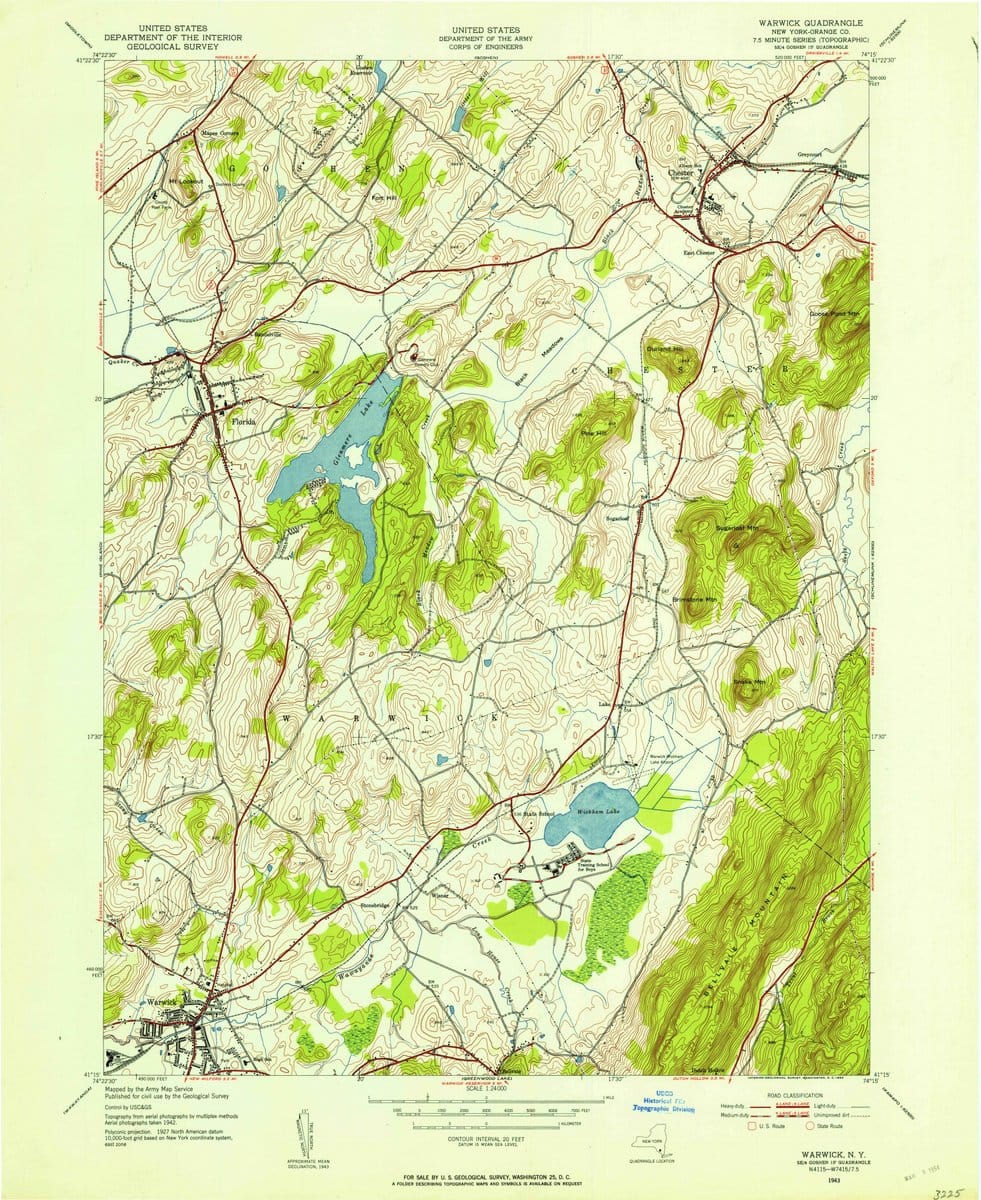 1943 Warwick, NY  - New York - USGS Topographic Map