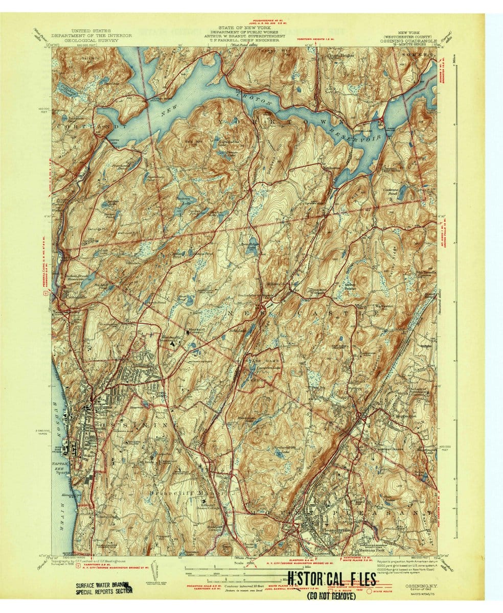 1943 Ossining, NY  - New York - USGS Topographic Map