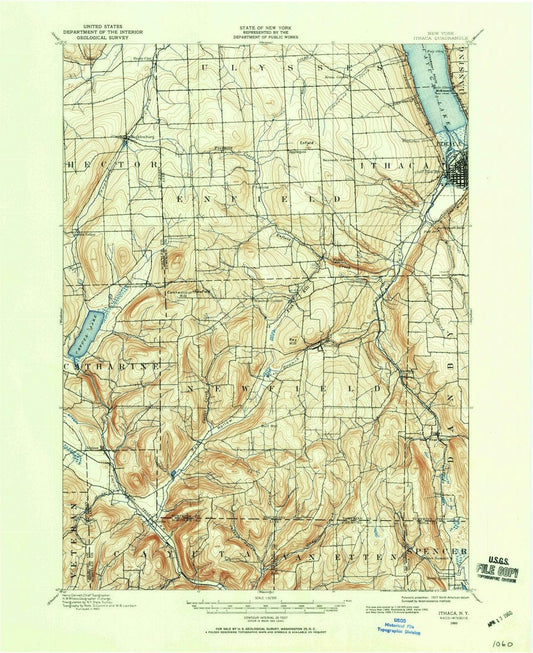 1893 Ithaca, NY  - New York - USGS Topographic Map