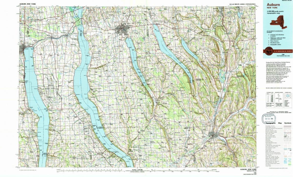 1986 Auburn, NY  - New York - USGS Topographic Map