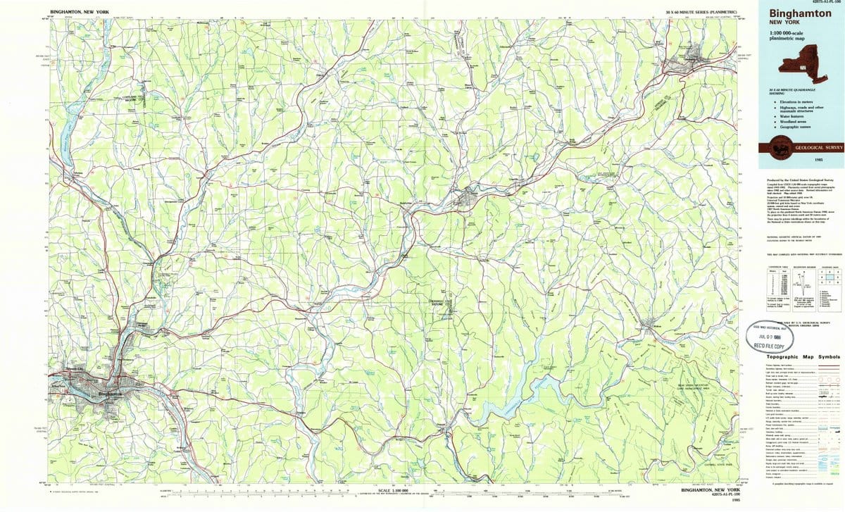 1985 Binghamton, NY  - New York - USGS Topographic Map