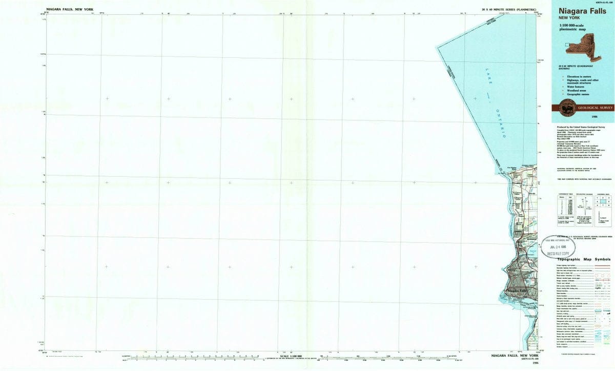 1986 Niagara Falls, NY  - New York - USGS Topographic Map