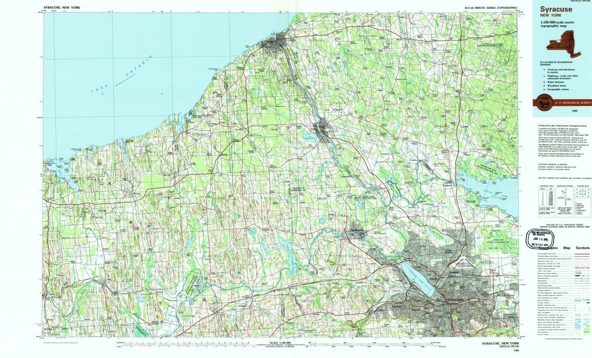 1985 Syracuse, NY  - New York - USGS Topographic Map