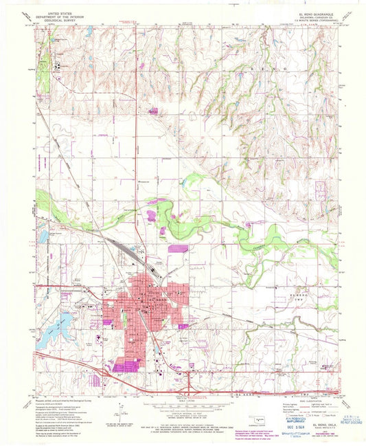 1972 El Reno, OK  - Oklahoma - USGS Topographic Map