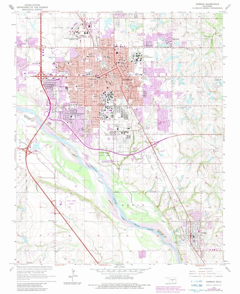 1965 Norman, OK  - Oklahoma - USGS Topographic Map