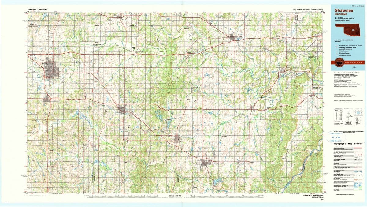 1985 Shawnee, OK  - Oklahoma - USGS Topographic Map