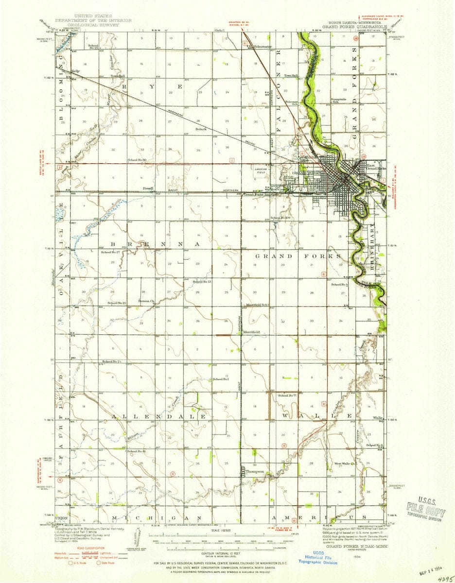 1934 Grand Forks, ND  - North Dakota - USGS Topographic Map