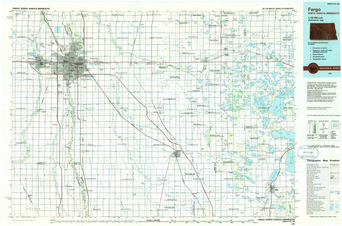 1985 Fargo, ND  - North Dakota - USGS Topographic Map