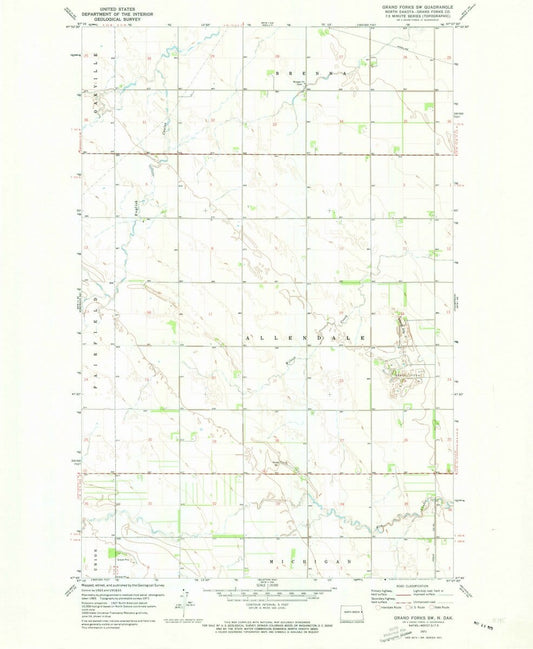 1971 Grand Forks SW, ND  - North Dakota - USGS Topographic Map