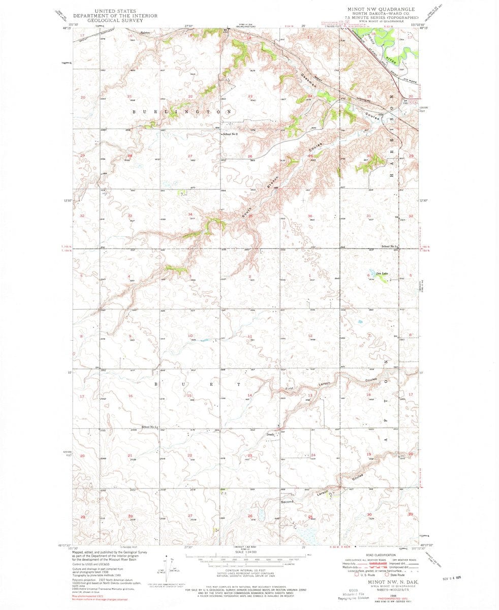 1948 Minot, ND  - North Dakota - USGS Topographic Map