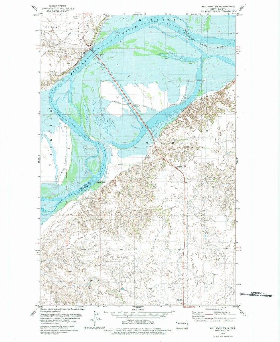 1979 Williston SW, ND  - North Dakota - USGS Topographic Map