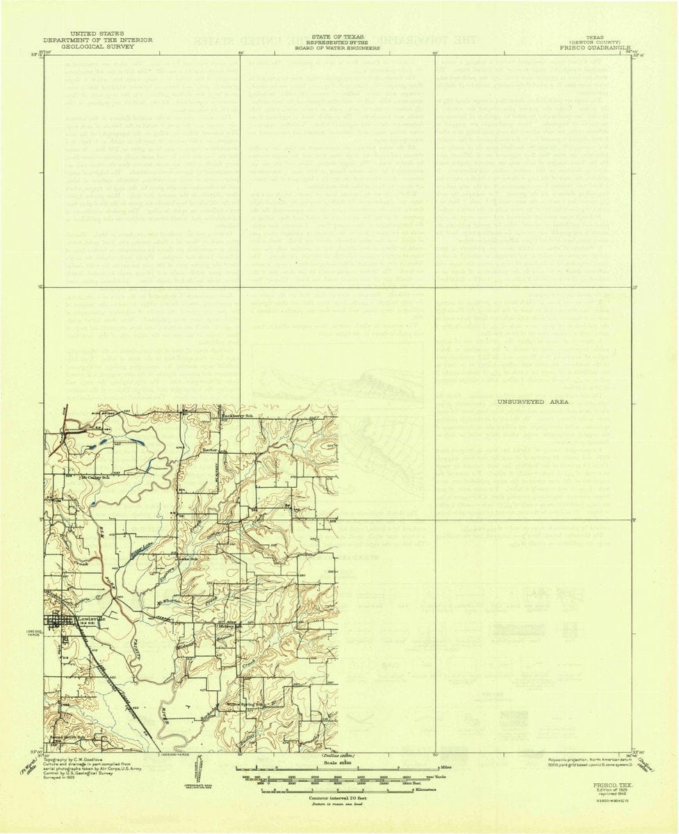1929 Frisco, TX  - Texas - USGS Topographic Map