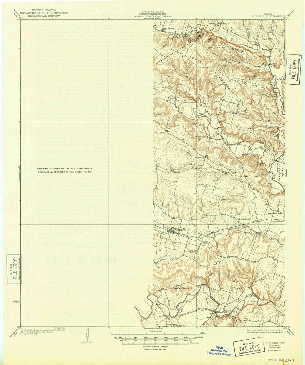 1930 Killeen, TX  - Texas - USGS Topographic Map