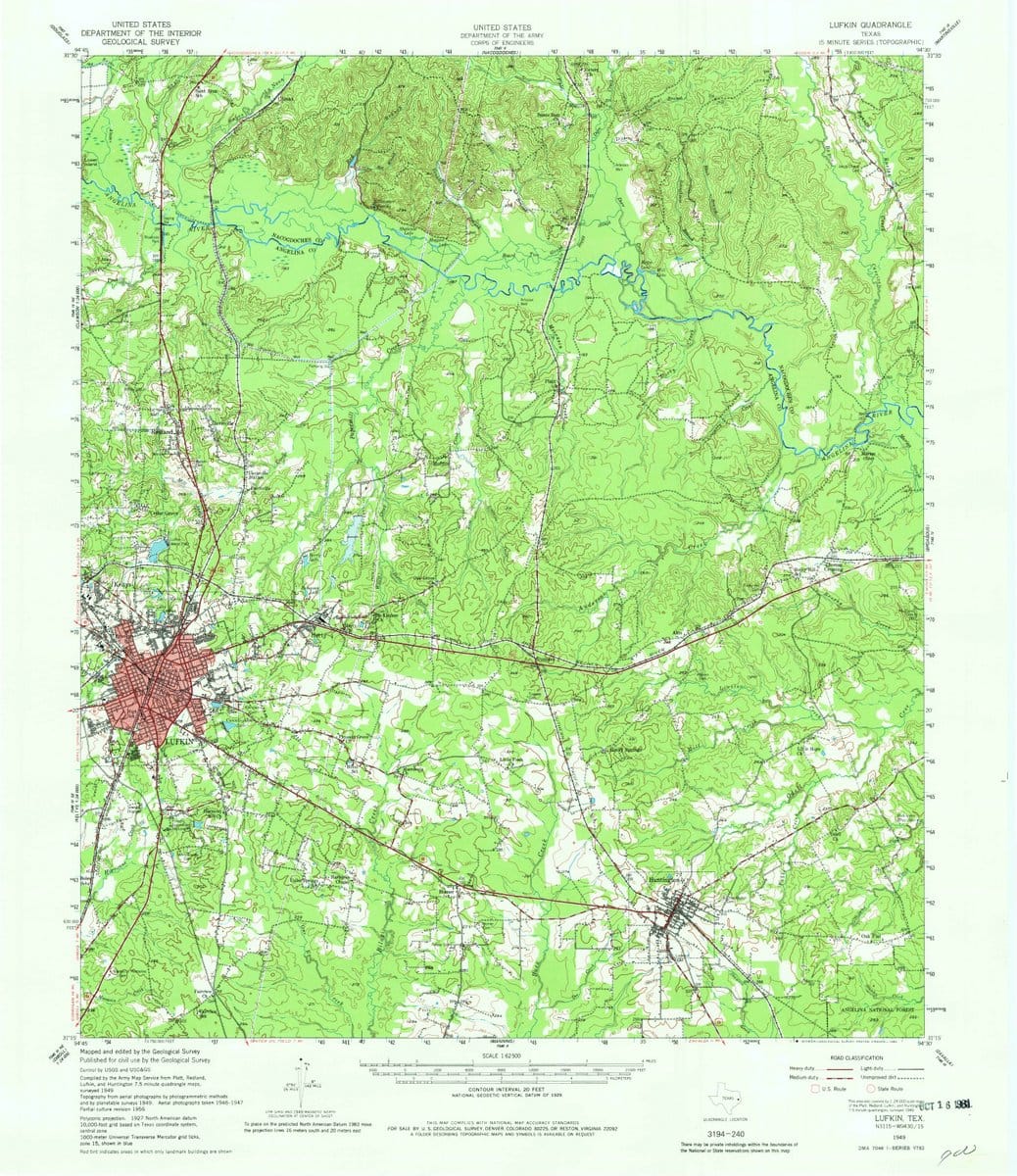 1949 Lufkin, TX  - Texas - USGS Topographic Map