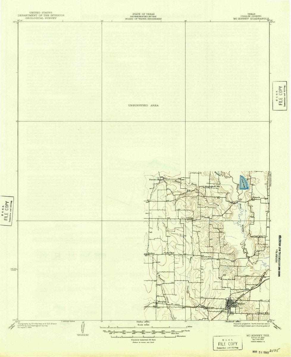 1929 McKinney, TX  - Texas - USGS Topographic Map