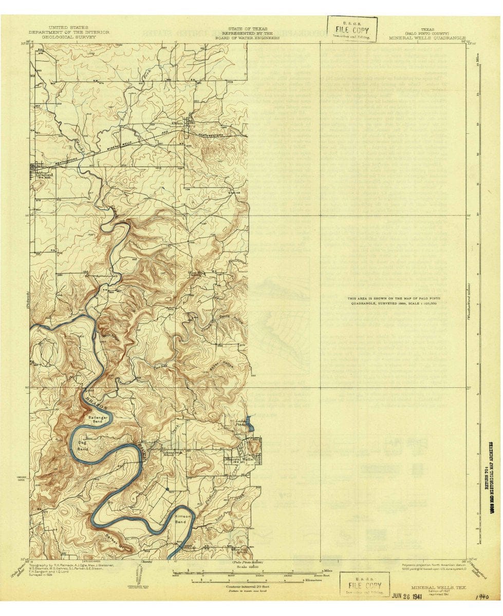 1927 Mineral Wells, TX  - Texas - USGS Topographic Map