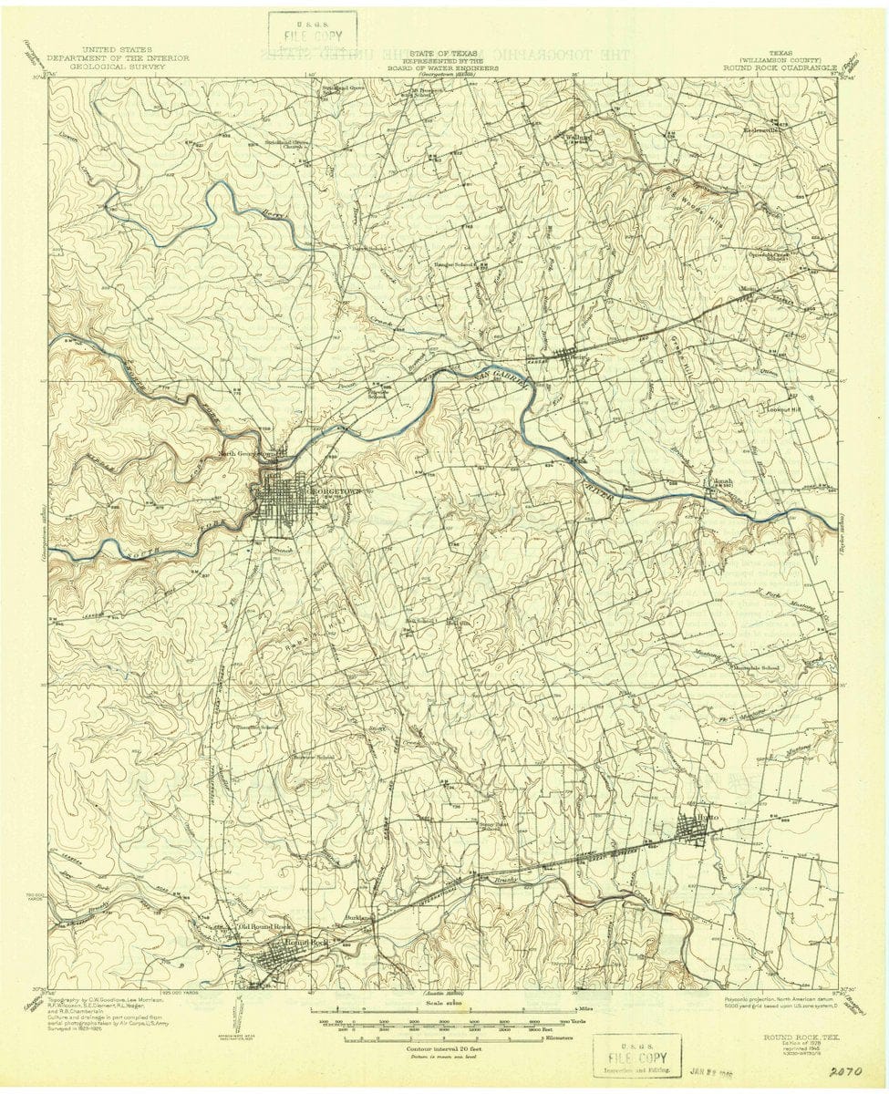 1928 Round Rock, TX  - Texas - USGS Topographic Map