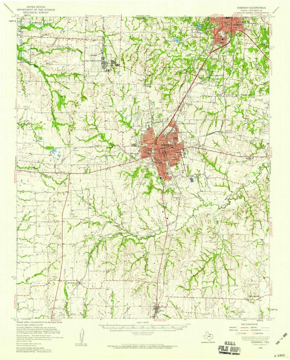 1958 Sherman, TX  - Texas - USGS Topographic Map