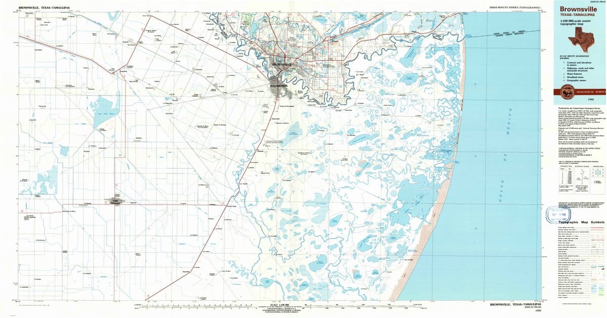 1992 Brownsville, TX  - Texas - USGS Topographic Map