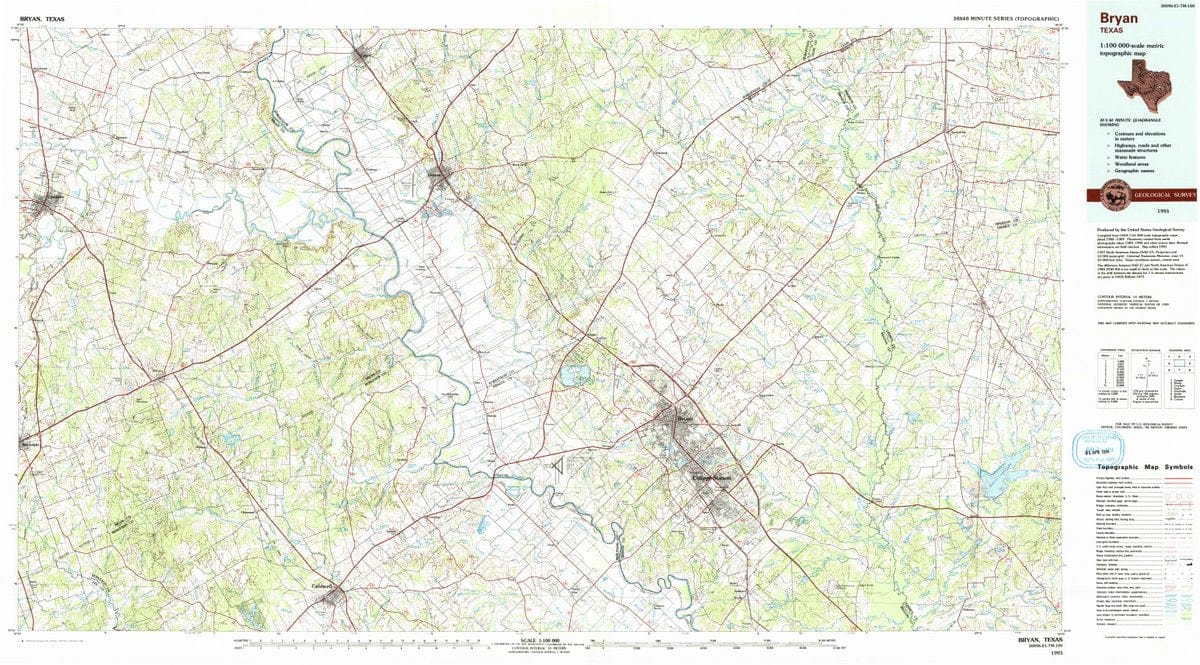 1993 Bryan, TX  - Texas - USGS Topographic Map