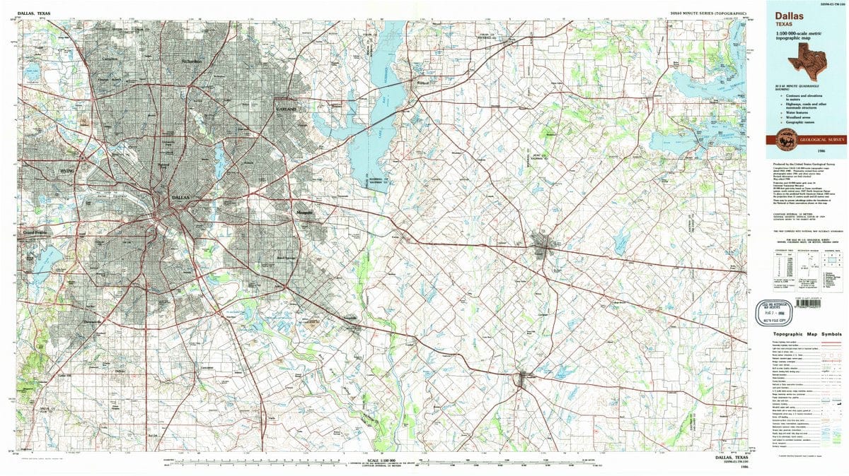 1986 Dallas, TX  - Texas - USGS Topographic Map