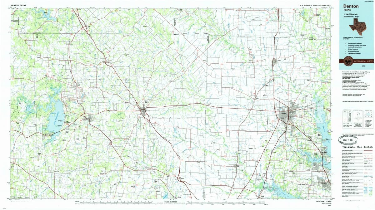 1985 Denton, TX  - Texas - USGS Topographic Map