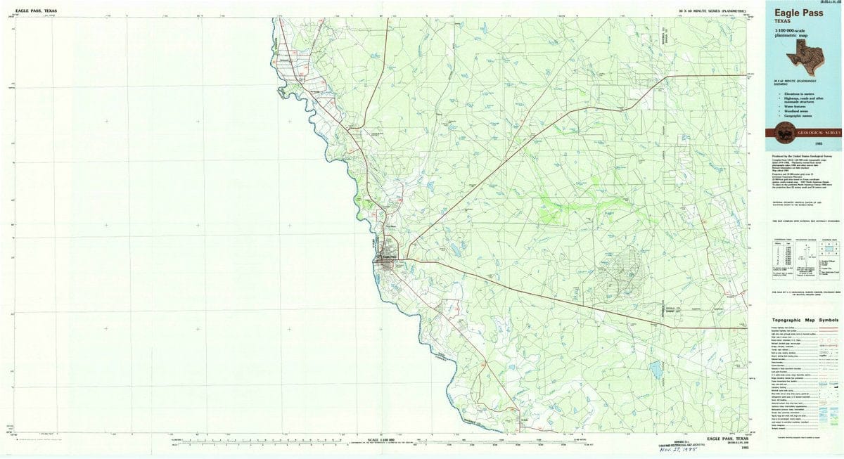 1985 Eagle Pass, TX  - Texas - USGS Topographic Map