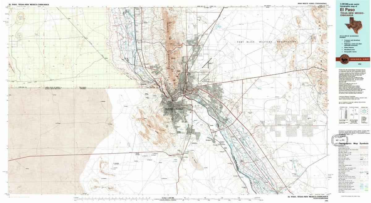 1983 El Paso, TX  - Texas - USGS Topographic Map