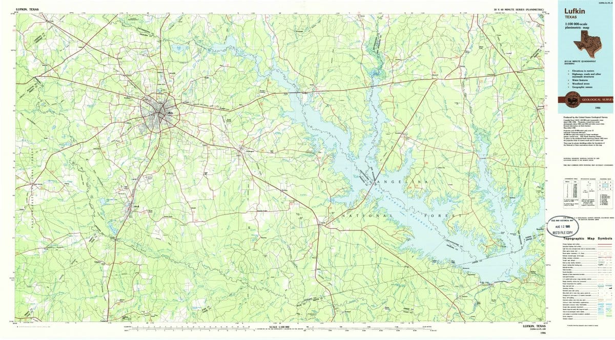 1986 Lufkin, TX  - Texas - USGS Topographic Map