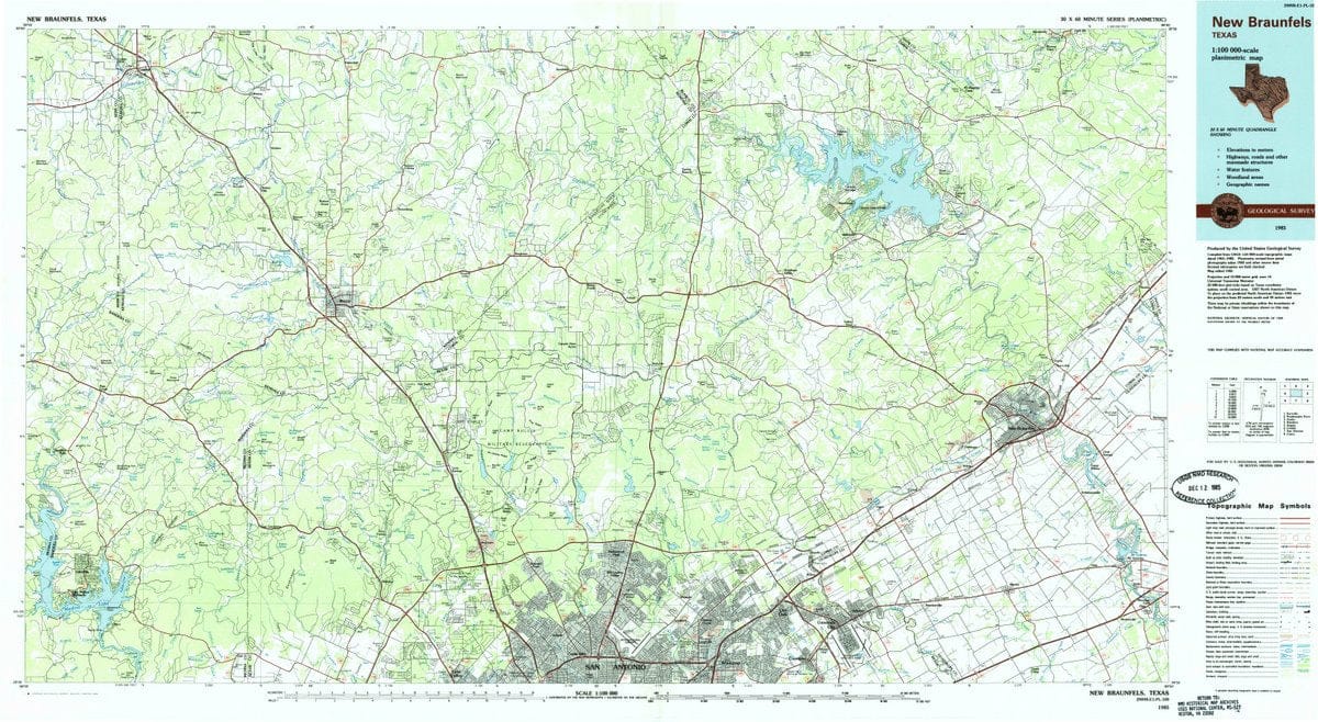 1985 New Braunfels, TX  - Texas - USGS Topographic Map