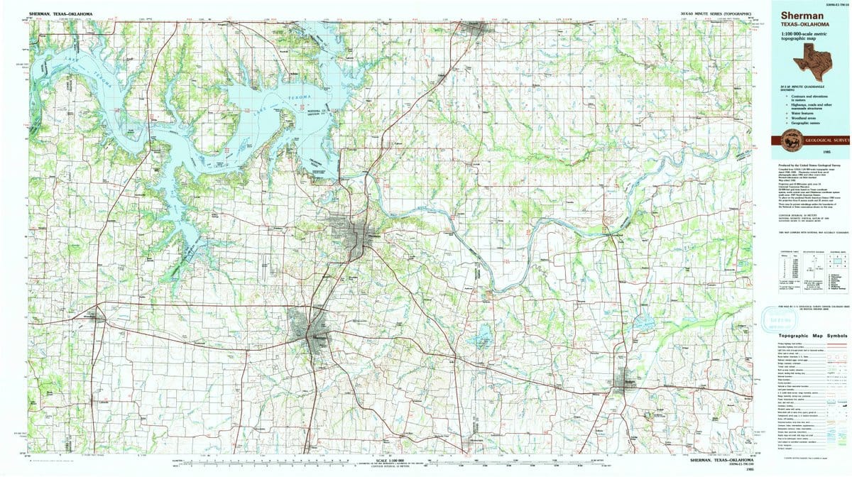 1985 Sherman, TX  - Texas - USGS Topographic Map