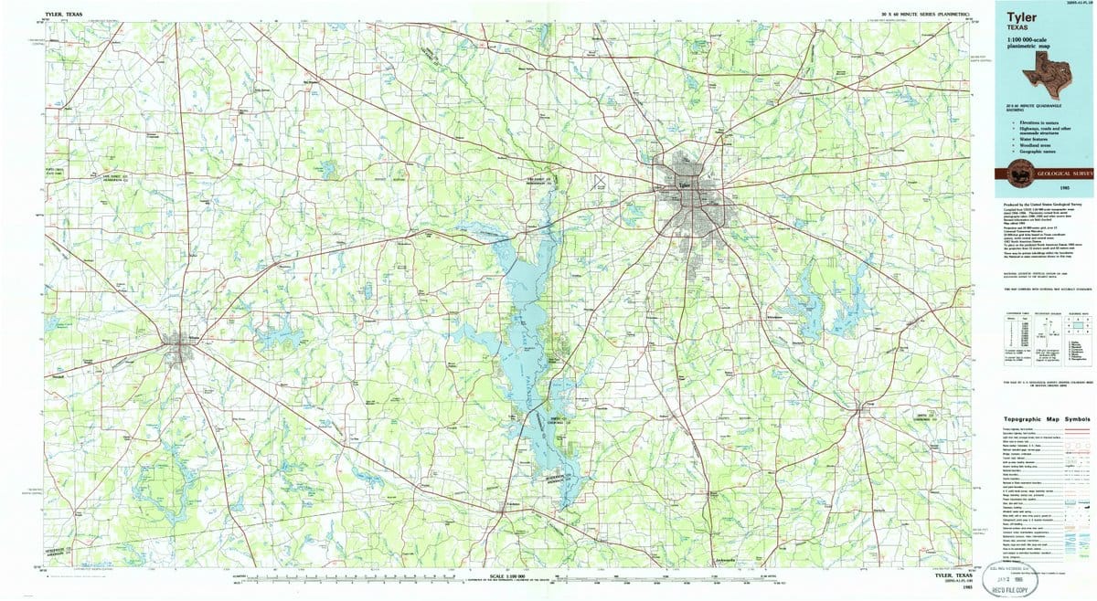 1985 Tyler, TX  - Texas - USGS Topographic Map