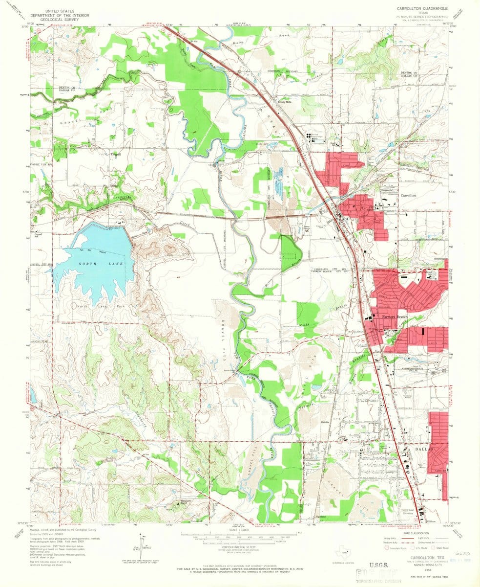 1959 Carrollton, TX  - Texas - USGS Topographic Map