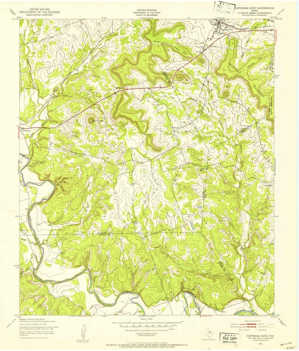 1947 Copperas Cove, TX  - Texas - USGS Topographic Map