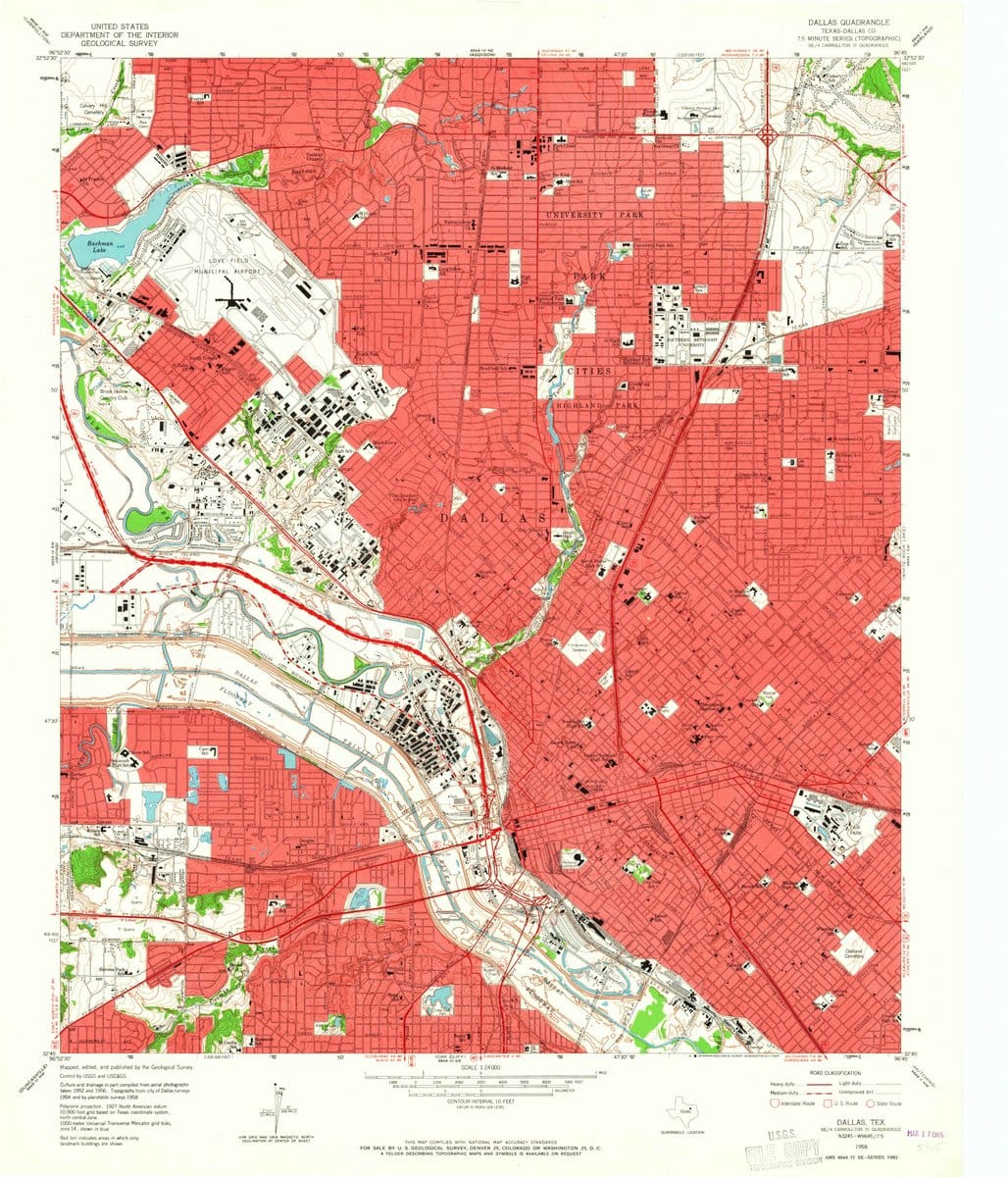 1958 Dallas, TX  - Texas - USGS Topographic Map
