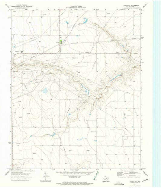 1972 Dumas NE, TX  - Texas - USGS Topographic Map