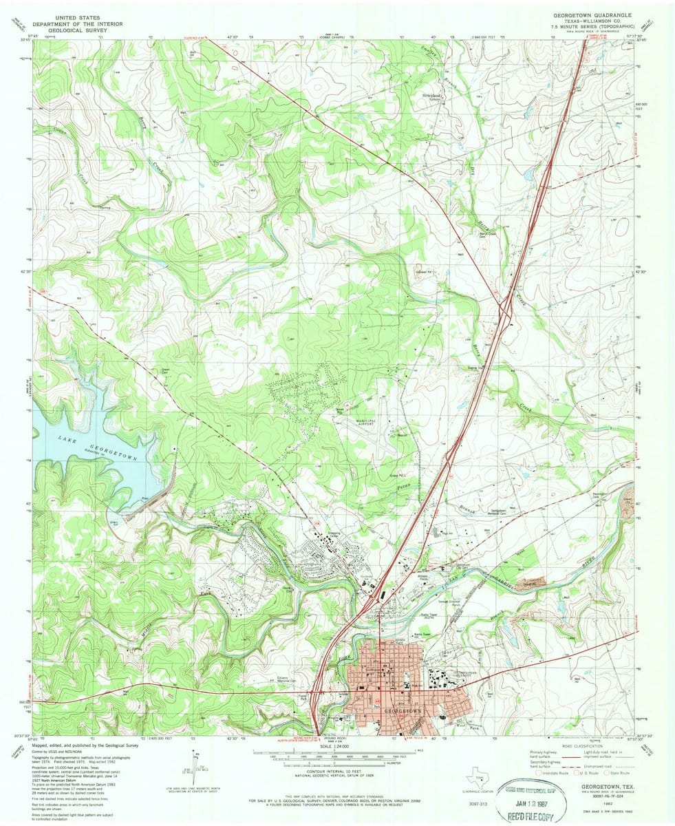 1982 Georgetown, TX  - Texas - USGS Topographic Map