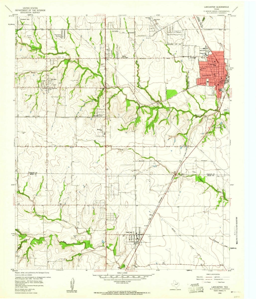 1959 Lancaster, TX  - Texas - USGS Topographic Map