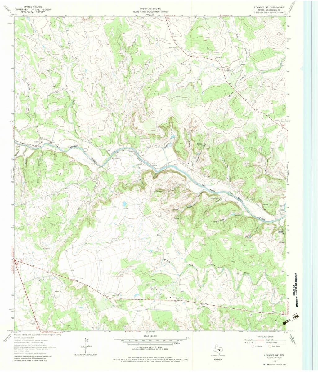 1962 Leander, TX  - Texas - USGS Topographic Map